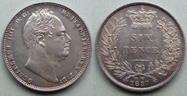 William IV, 1836 sixpence